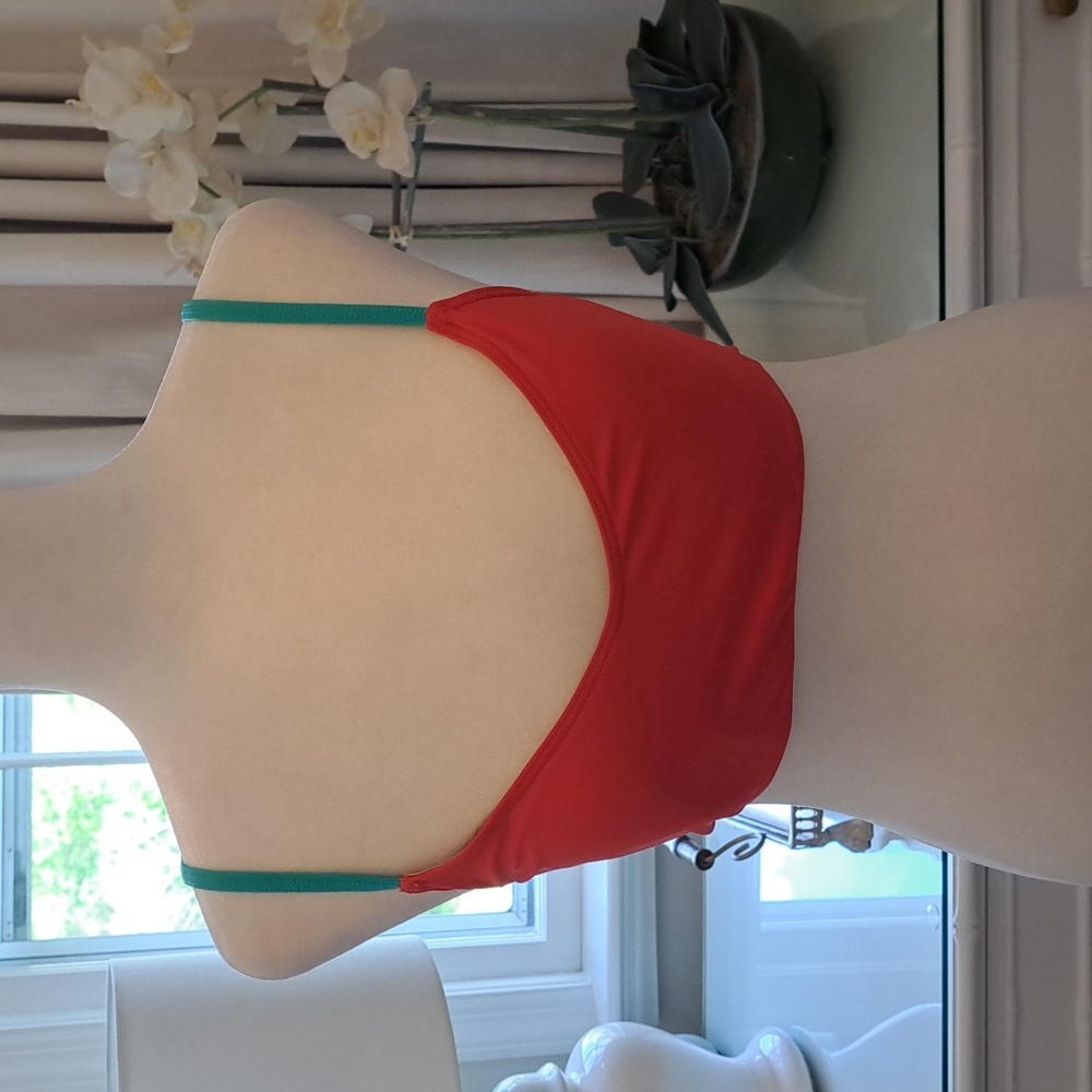 Summersalt Womens Voyager Coral/Aqua Bikini Top Padded Bra Lined Size‎ 6
